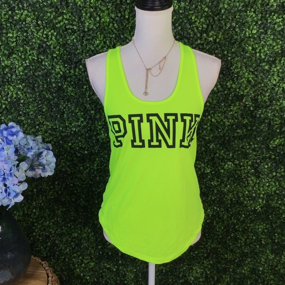 Pink victoria‎ secret neon yellow tank NWOT